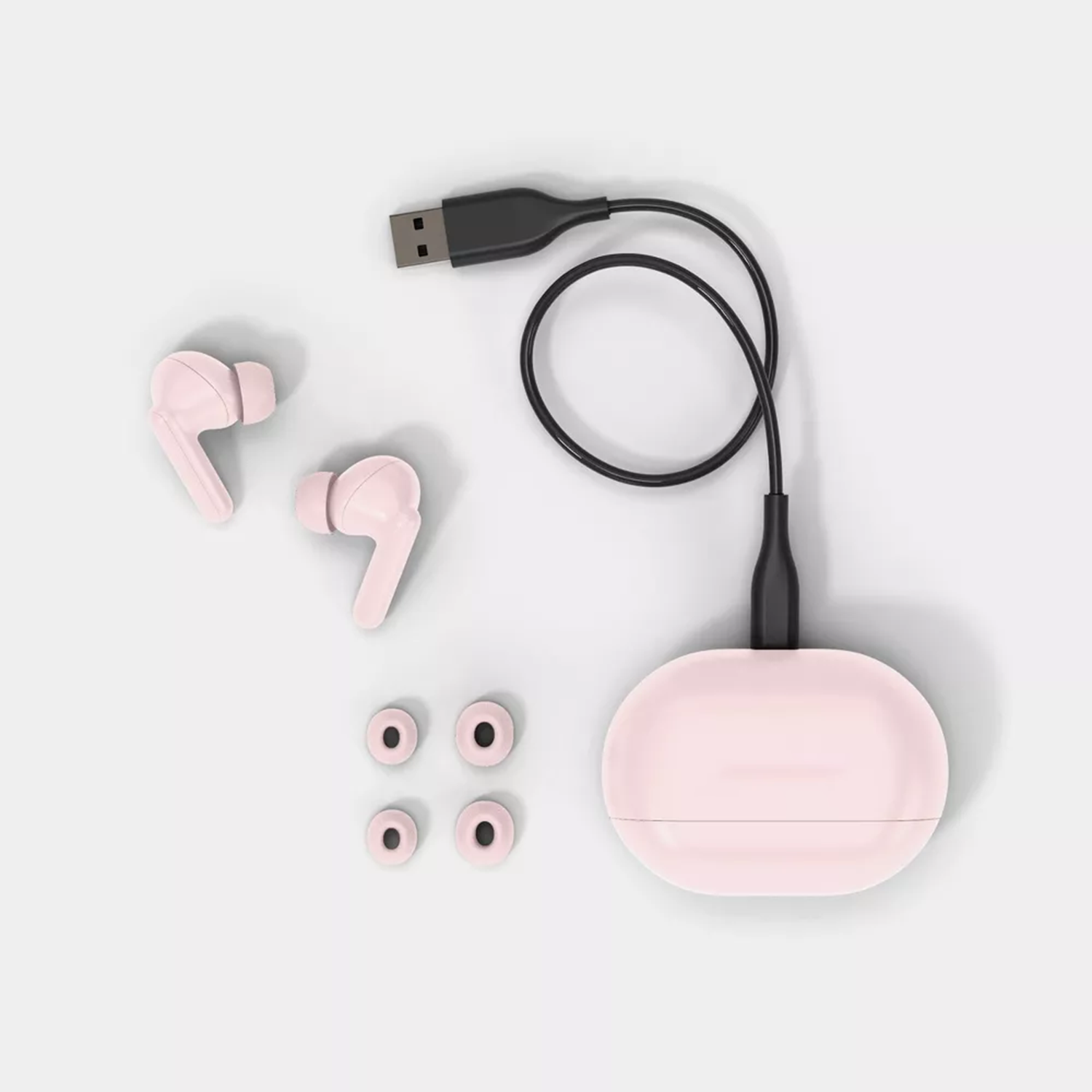 Pink Wireless In‑Ear Bluetooth Earbuds Lightweight Portable Charging Case