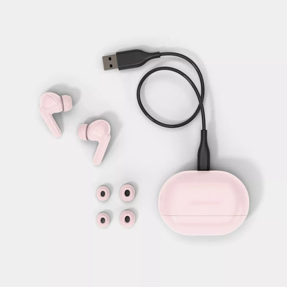 Pink Wireless In‑Ear Bluetooth Earbuds Lightweight Portable Charging Case